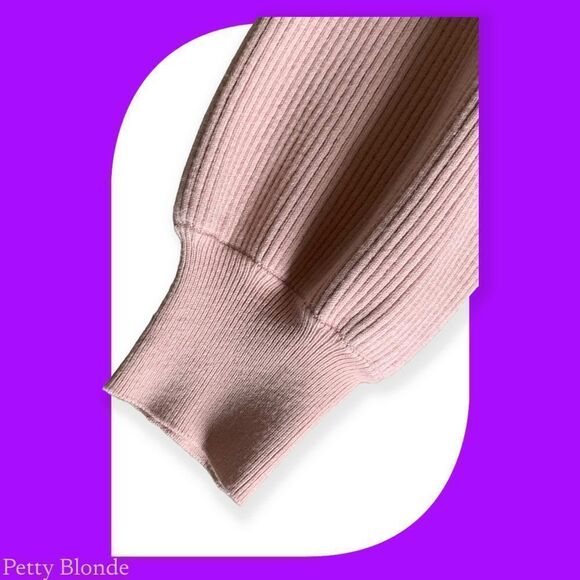 Puff Sleeve Ribbed Sweater Dress Womens Size 2X Pink Knit Long Sleeve JustFab - Picture 14 of 14